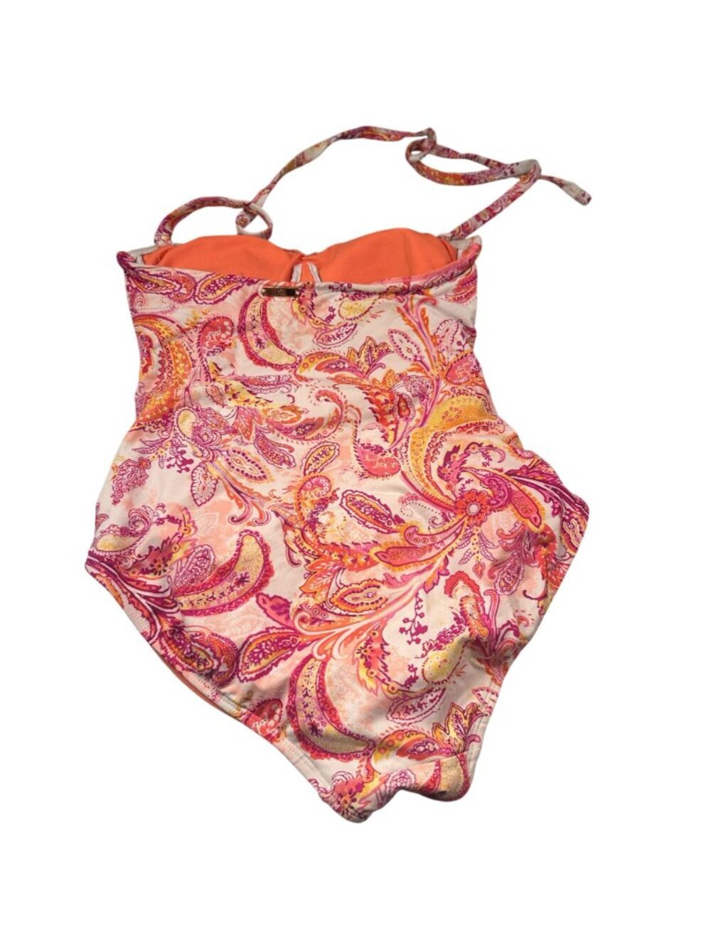 Lauren Ralph Lauren Paisley Bandeau One Piece Womens Swimsuit Ruched Padded Cups - Picture 5 of 16